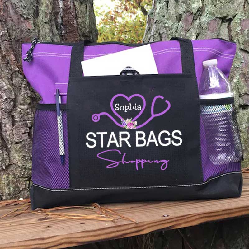 Service Nurse Gift Nursing Tote Bag, Personalized Mesh Pocket Tote Bag