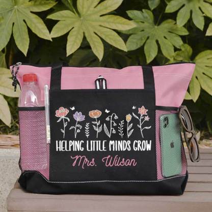 Helping Little Minds Grown Personalized Teacher Tote Bag