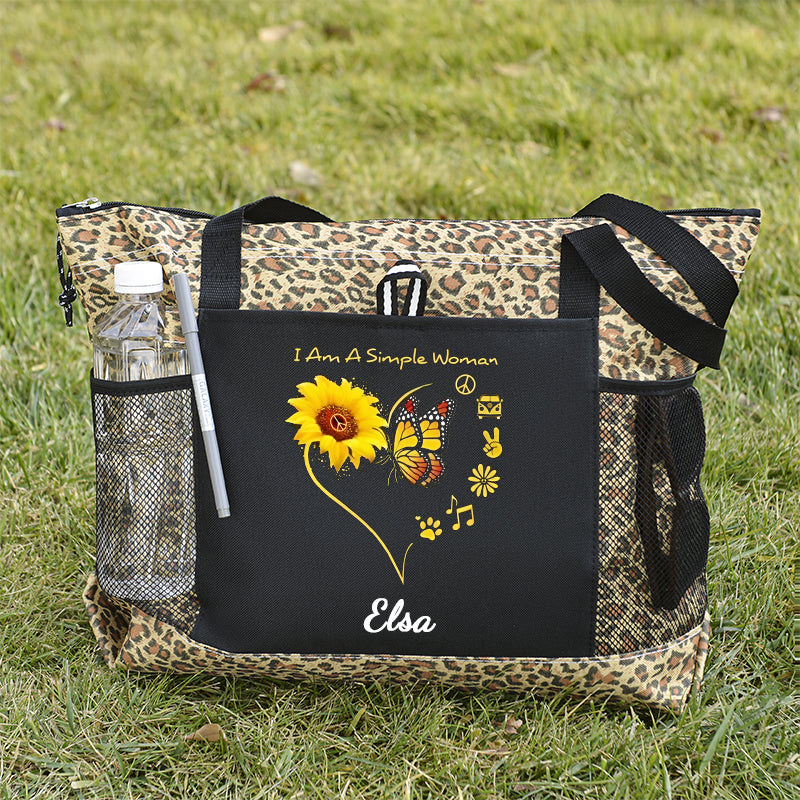 I Am A Simle Woman Tote Bag Sunflowers And Butterflies