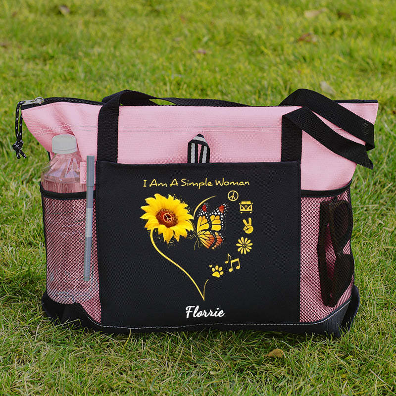 I Am A Simle Woman Tote Bag Sunflowers And Butterflies