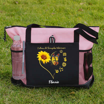 I Am A Simle Woman Tote Bag Sunflowers And Butterflies
