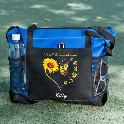 I Am A Simle Woman Tote Bag Sunflowers And Butterflies