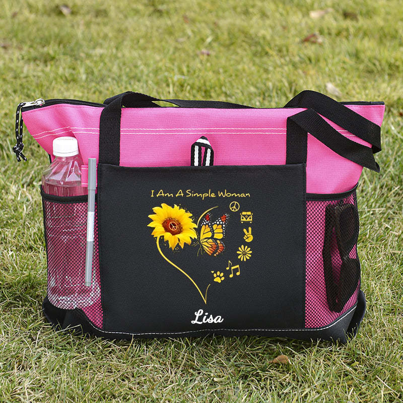 I Am A Simle Woman Tote Bag Sunflowers And Butterflies