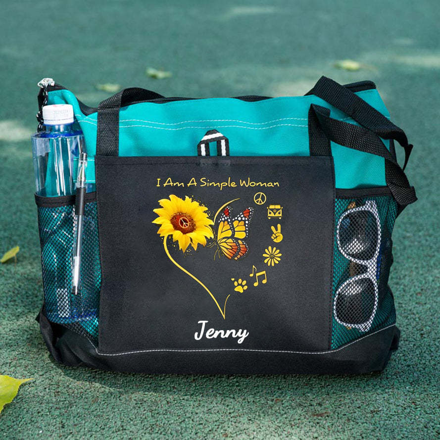 I Am A Simle Woman Tote Bag Sunflowers And Butterflies