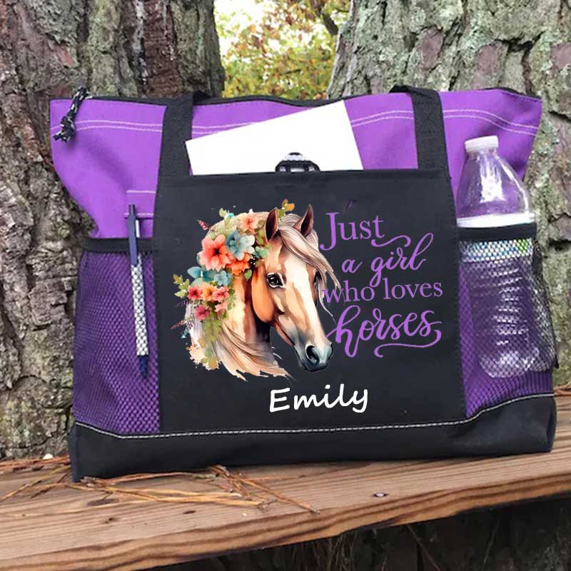 Just A Girl Who Loves Horses Colorful Tote Bag