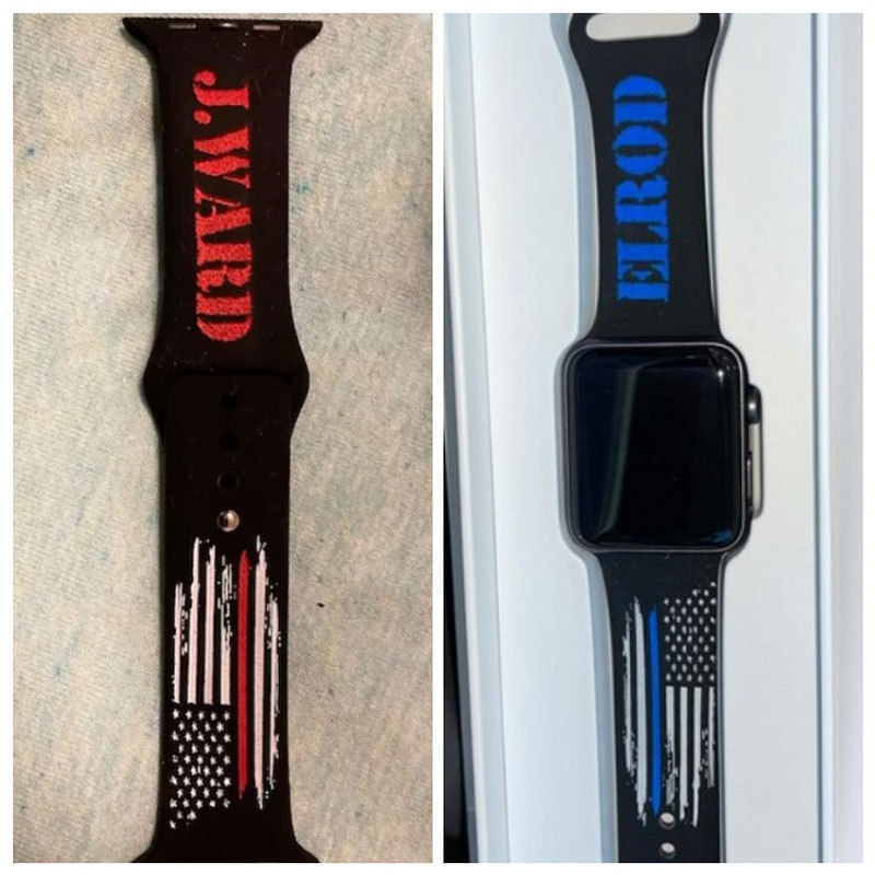 Personalized Firefight Police Thin Flag Watch Band for Apple