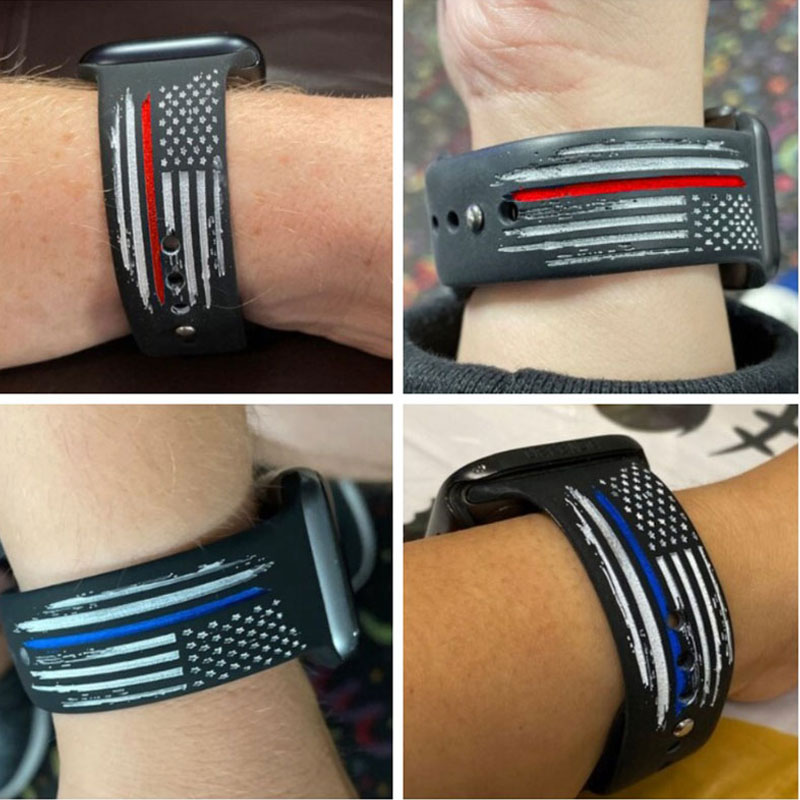 Personalized Firefight Police Thin Flag Watch Band for Apple