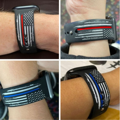 Personalized Firefight Police Thin Flag Watch Band for Apple