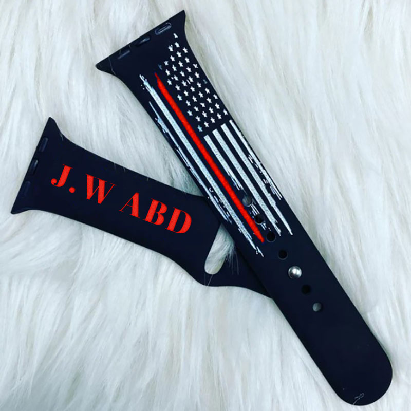 Personalized Firefight Police Thin Flag Watch Band for Apple