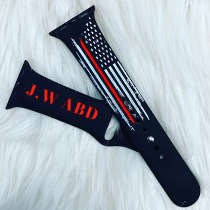 Personalized Firefight Police Thin Flag Watch Band for Apple