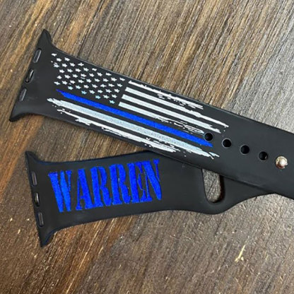 Personalized Firefight Police Thin Flag Watch Band for Apple