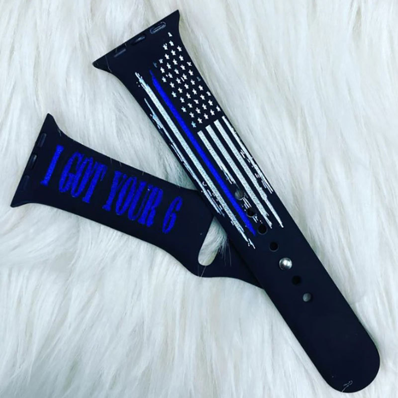 Personalized Firefight Police Thin Flag Watch Band for Apple