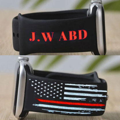 Personalized Firefight Police Thin Flag Watch Band for Apple