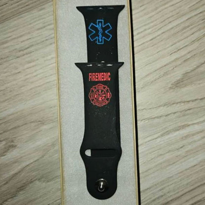 EMS Firefighter Personalized Name and Badge Number Watch Band for Apple