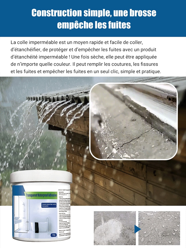 Colle transparente et imperméable