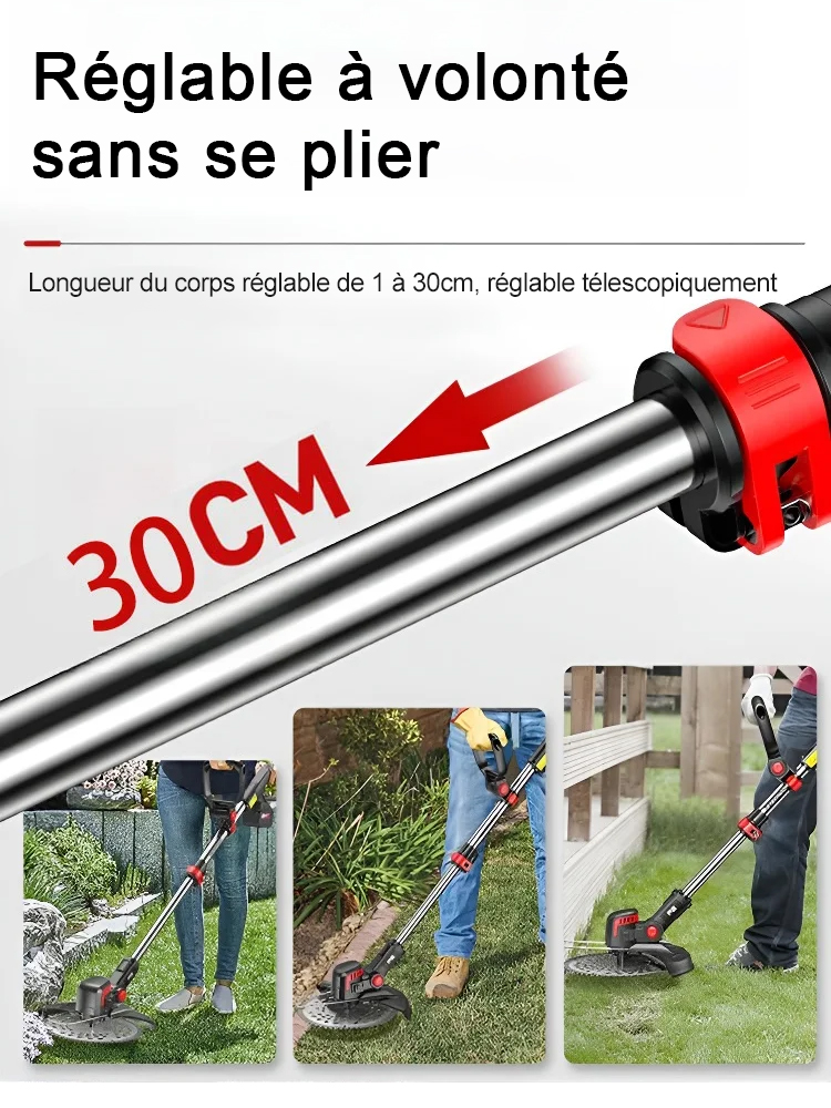 Tondeuse à gazon portable avec batterie au lithium Pas besoin de carburant. 🌿 Pas de cordon d'alimentation. Une seule charge complète suffit pour une autonomie de 30 jours