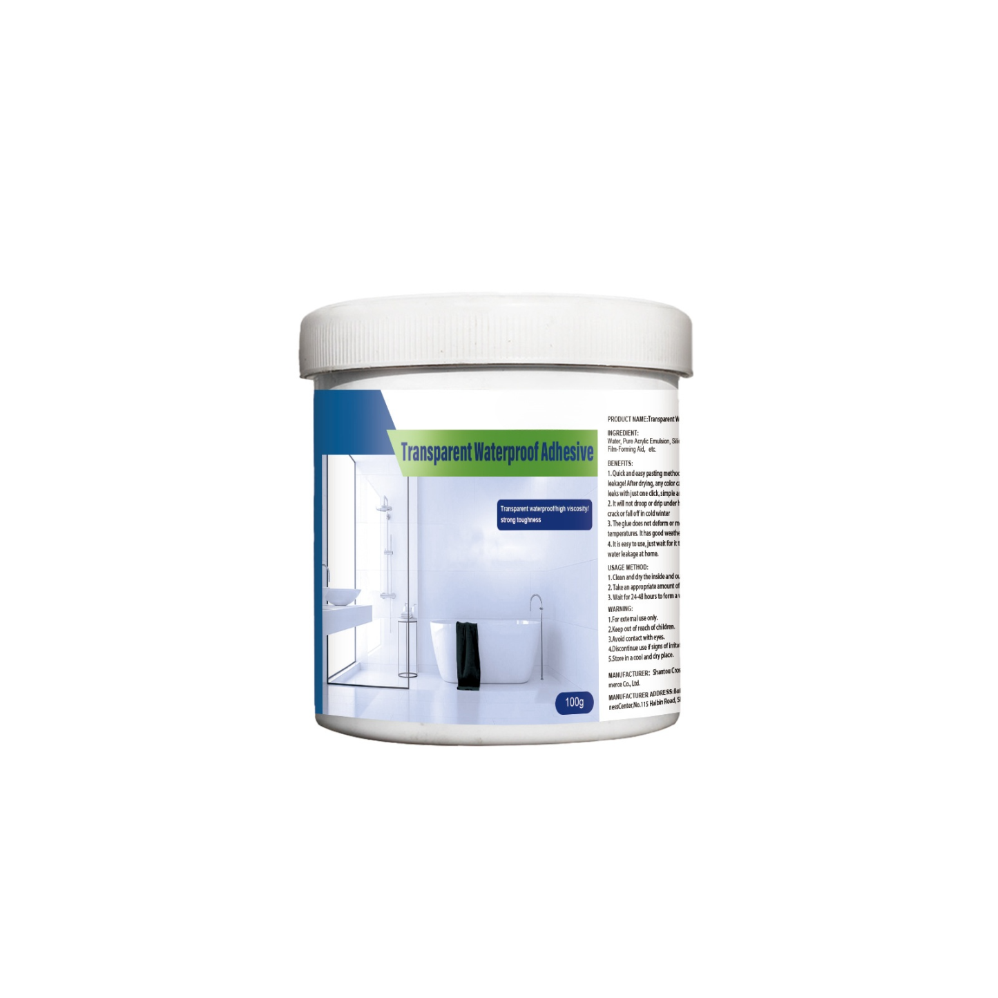 Colle transparente et imperméable