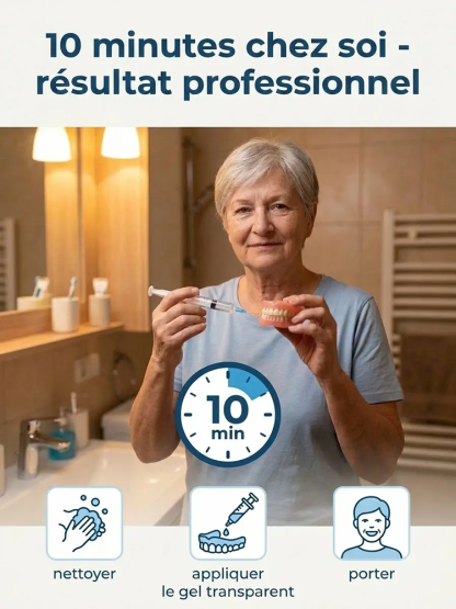 ✨ La Révolution pour Votre Dentier : Fixation Silicone Sans Colle ✨  Découvrez la méthode innovante qui change la vie de milliers de personnes en France ! Oubliez les crèmes adhésives pâteuses, salissantes et au goût chimique.