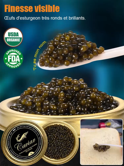 Caviar d'esturgeon noir de la mer Caspienne importé:  frais et savoureux🌊🐟