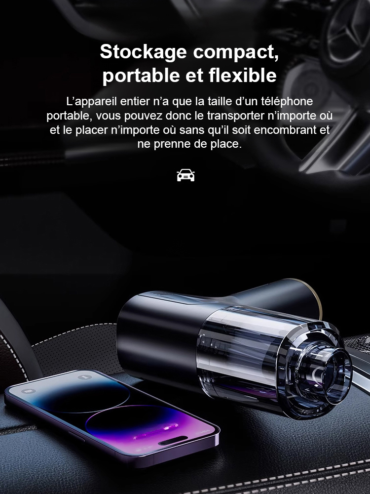 【Puissance d'aspiration 10 fois supérieure !】✨ Aspirateur de voiture multifonction avec fonctions d'aspiration, de soufflage et de gonflage