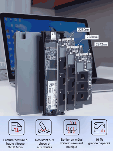 【Transfert de données stable·rapide et entièrement sans perte】USB4.0 Gen3–SSD portable haute vitesse