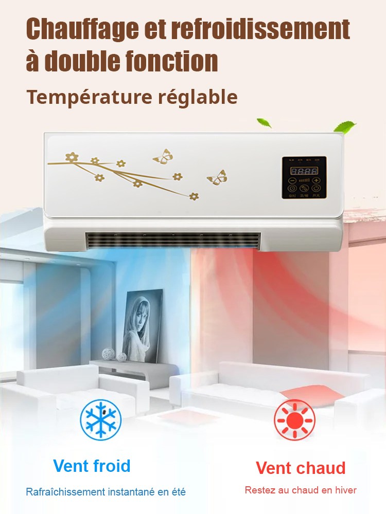【Aucune installation requise】👍Climatiseur mural double ventClimatiseur mural double flux pour la maison 【L'air est libéré en une seconde, très économe en énergie】
