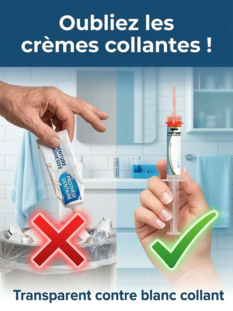 ✨ La Révolution pour Votre Dentier : Fixation Silicone Sans Colle ✨  Découvrez la méthode innovante qui change la vie de milliers de personnes en France ! Oubliez les crèmes adhésives pâteuses, salissantes et au goût chimique.