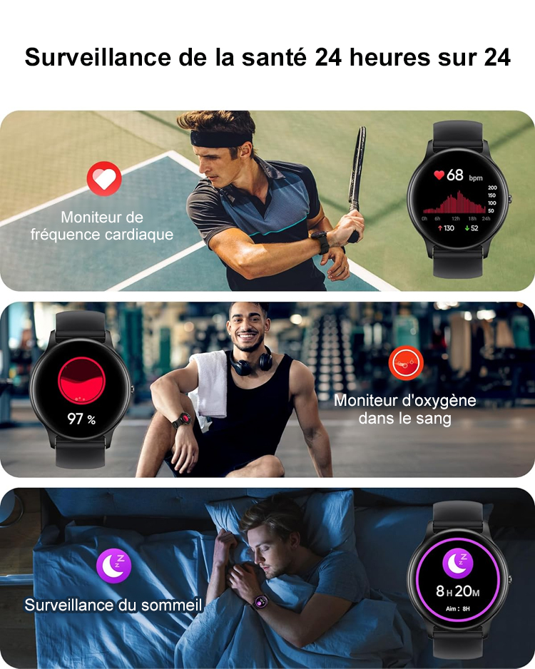 Montre de sport avec surveillance de la fréquence cardiaque et de la pression artérielle D18