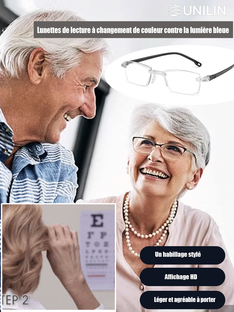 Lunettes de lecture anti-lumière bleue à couleurs changeantes