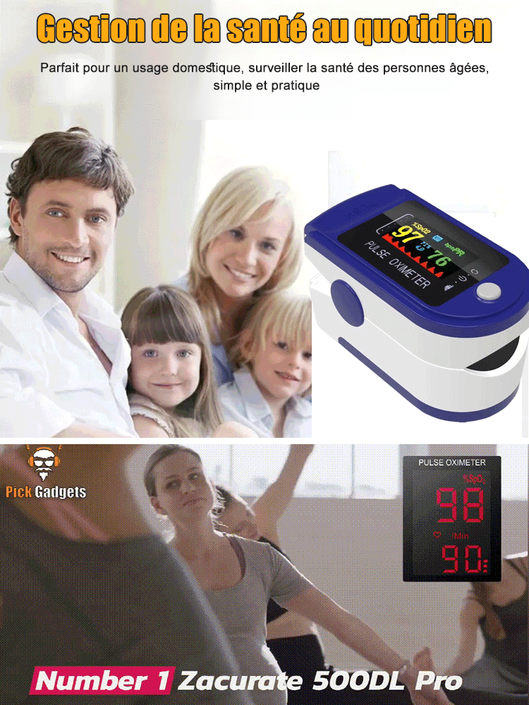 Moniteur d'oxygène sanguin à domicile avec pince à doigt