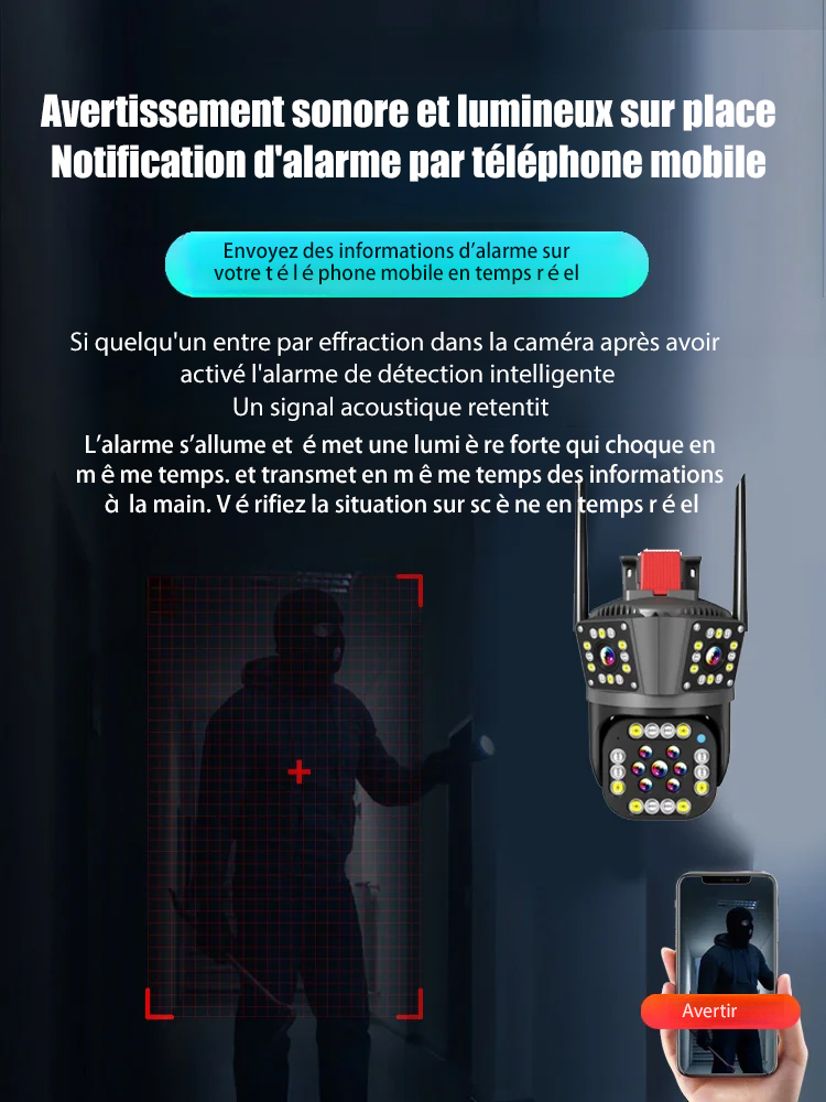 Caméra panoramique intelligente. 😎Une résolution ultra-élevée vous permet de voir clairement les personnes ou les objets de loin