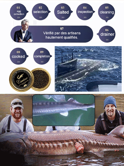 Caviar d'esturgeon noir de la mer Caspienne importé:  frais et savoureux🌊🐟