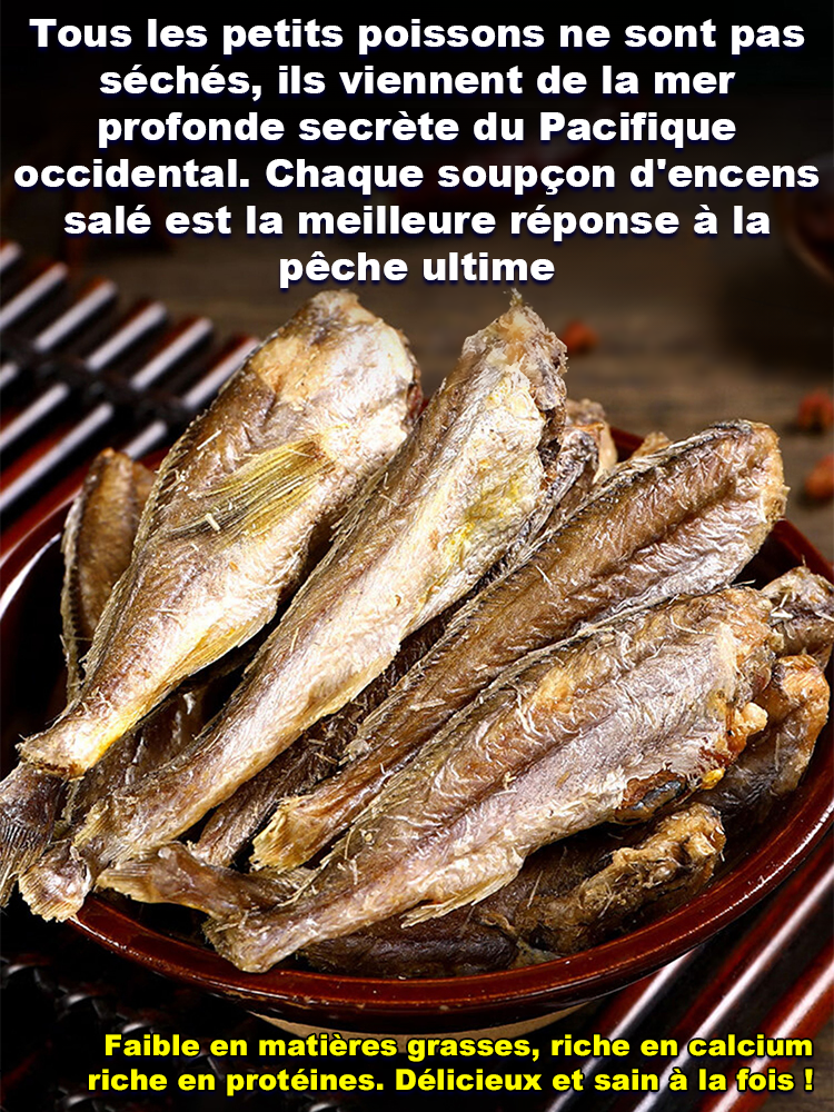 Poisson séché des profondeurs de la mer, très difficile à capturer. Cuit au four 8h sans huile ni conservateur. Même les arêtes sont tendres. Idéal pour les enfants!