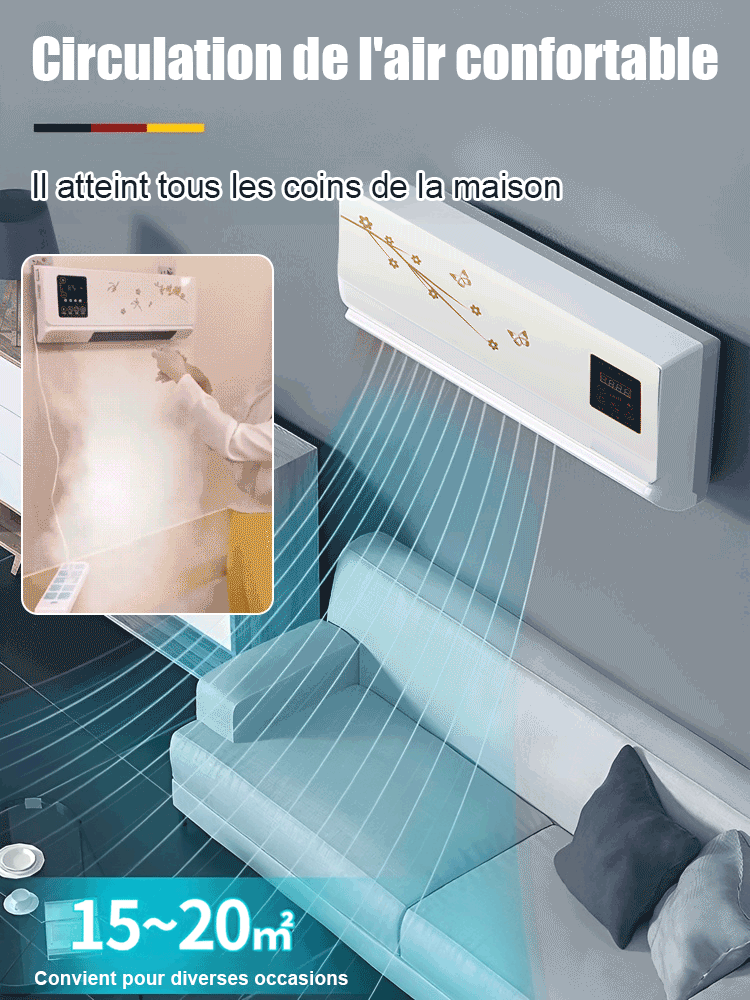 【Aucune installation requise】👍Climatiseur mural double ventClimatiseur mural double flux pour la maison 【L'air est libéré en une seconde, très économe en énergie】