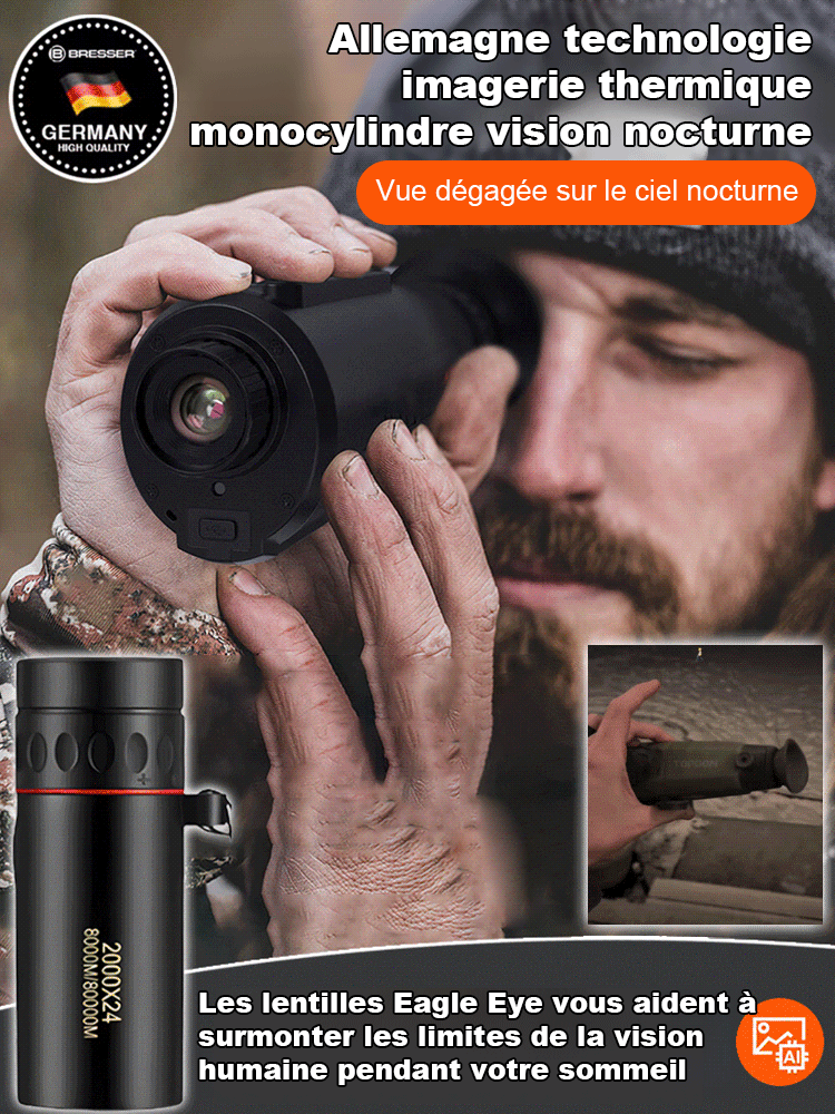 Allemagne technologie imagerie thermique monocylindre vision nocturne. Portée de vision nocturne supérieure à 1000 mètres !