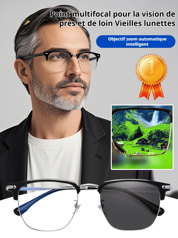Lunettes de lecture anti-lumière bleue à zoom automatique 🌟 👓 Avec réglage intelligent de 100 à 700 degrés.