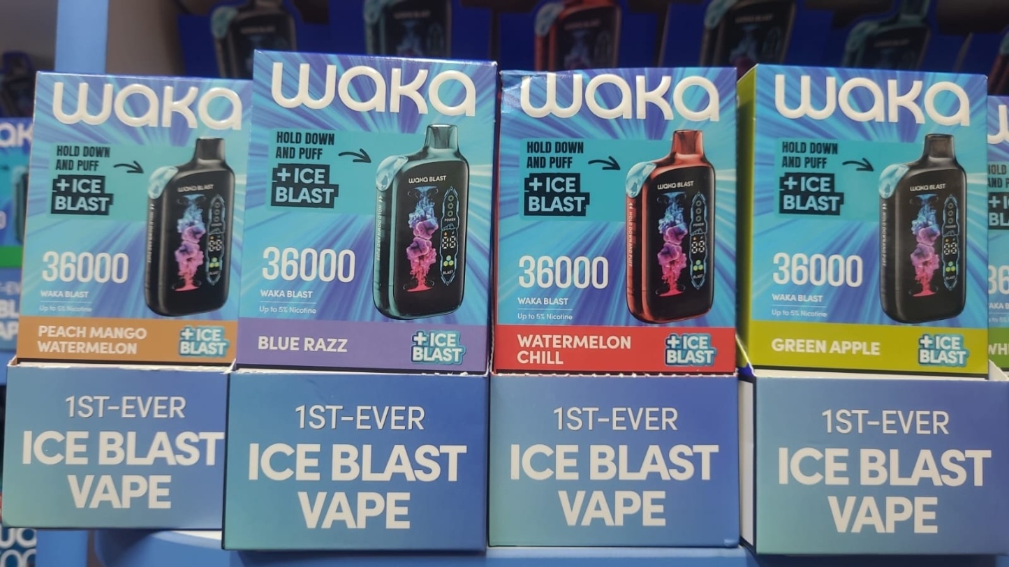 100% Original Waka Blast 36000 Puffs 850mAh Battery Rechargeable Dual Mesh Screen Display Full 28ml Vape
