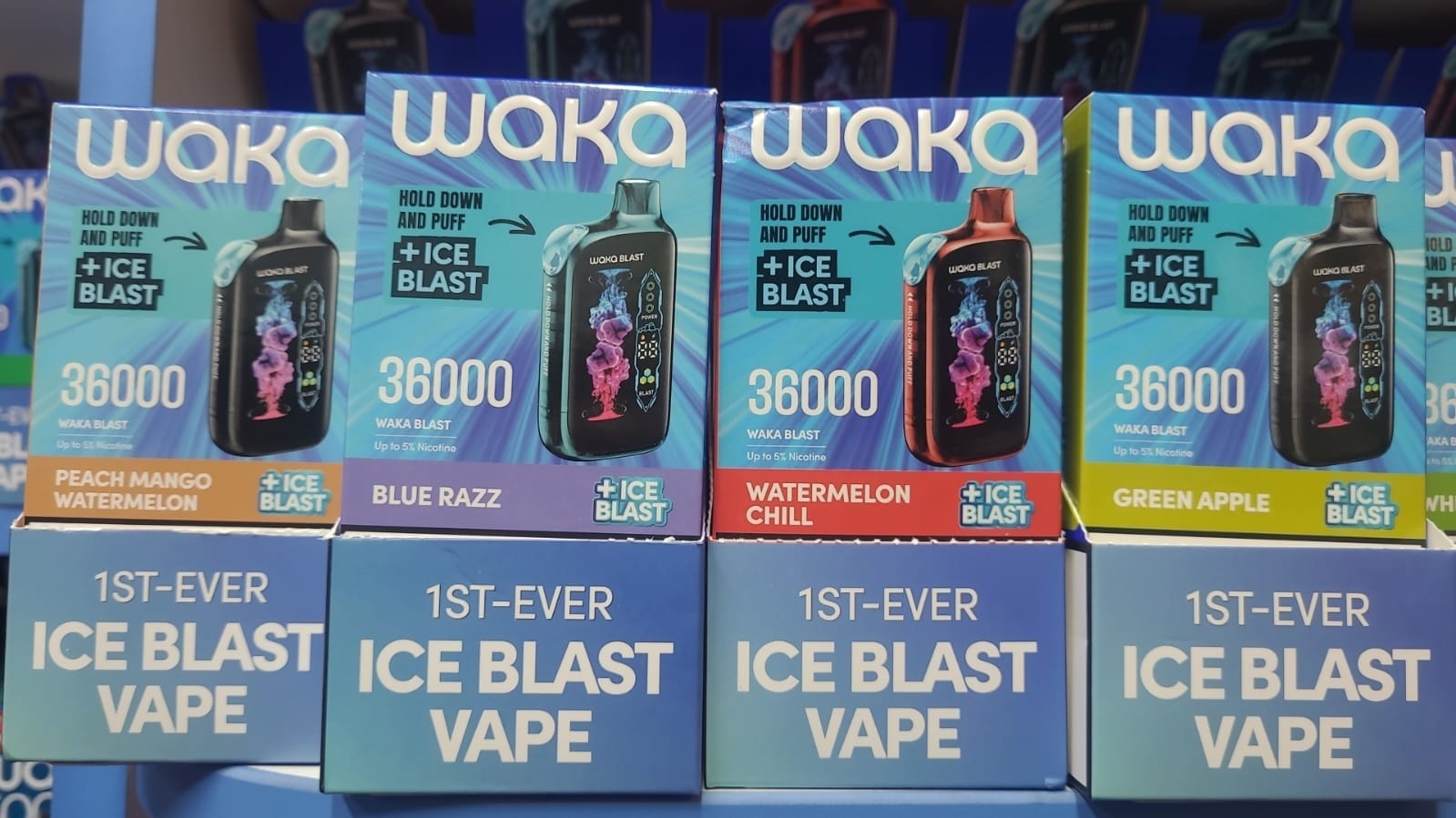 100% Original Waka Blast 36000 Puffs 850mAh Battery Rechargeable Dual Mesh Screen Display Full 28ml Vape