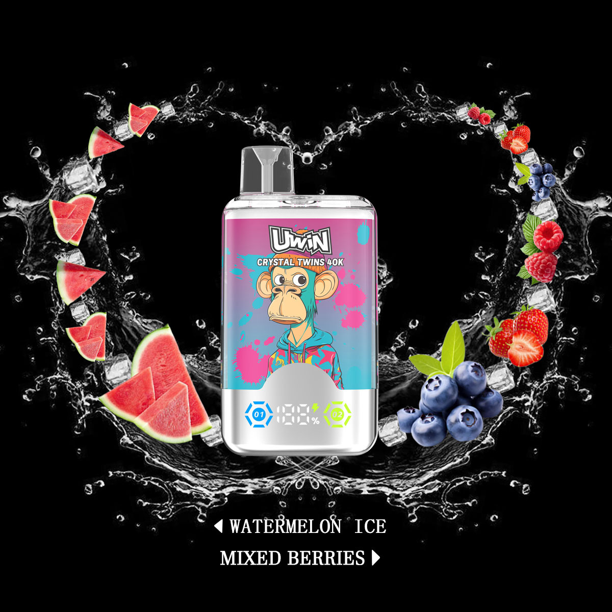 Uwin Twins Crystal 40K Puffs Bood Bottle D1 Storm X Music 40000 Puff Monvaper 30000 Video Bar Disposable Vape