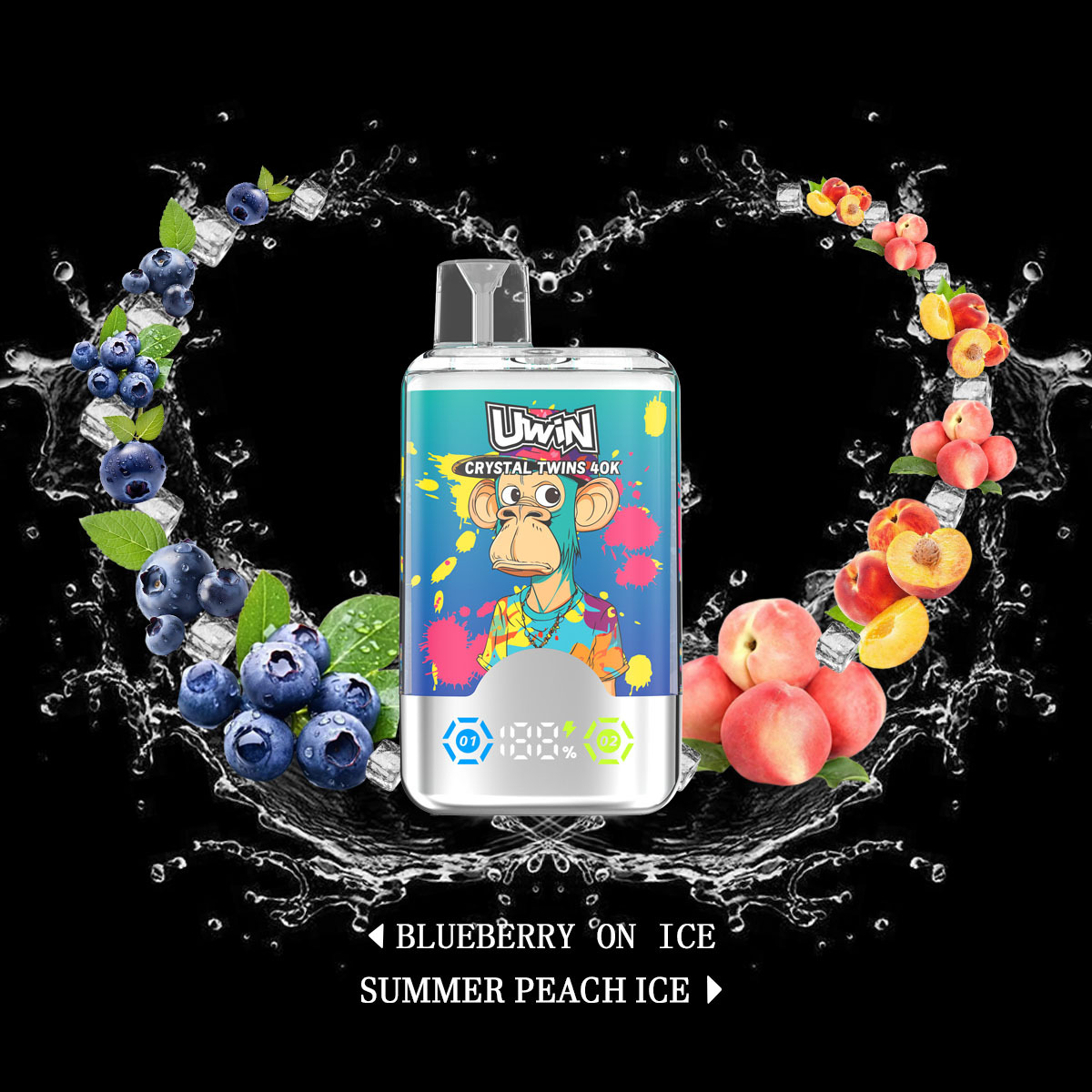 Uwin Twins Crystal 40K Puffs Bood Bottle D1 Storm X Music 40000 Puff Monvaper 30000 Video Bar Disposable Vape