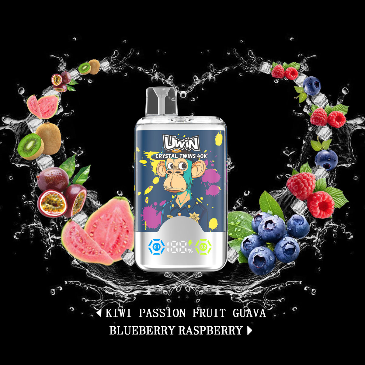Uwin Twins Crystal 40K Puffs Bood Bottle D1 Storm X Music 40000 Puff Monvaper 30000 Video Bar Disposable Vape