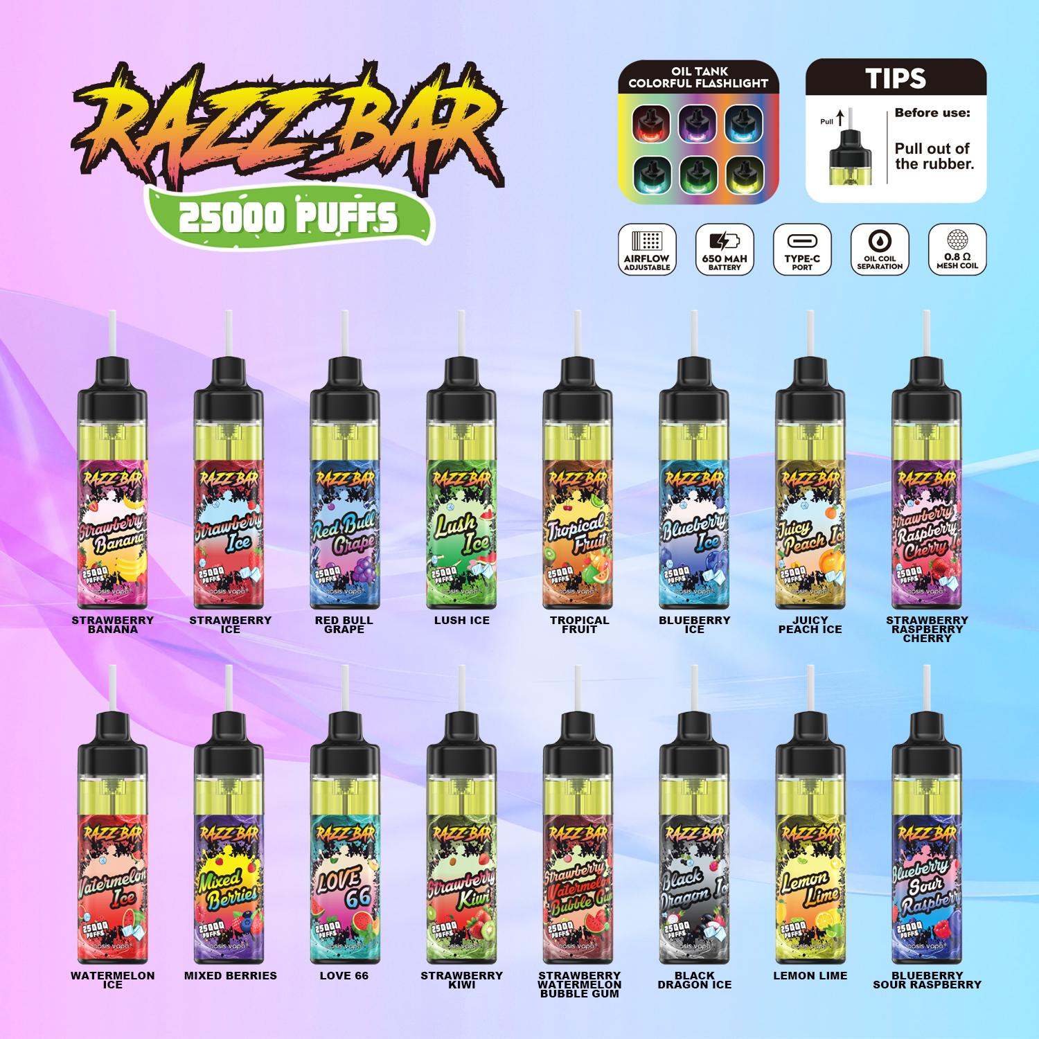 Razzbar 25K Puff Vaper Desechable E Cig Factory Video 25000 Puffs Razz Bars EU Warehouse Smoke Wape Disposable Vape 25K Puff Bar