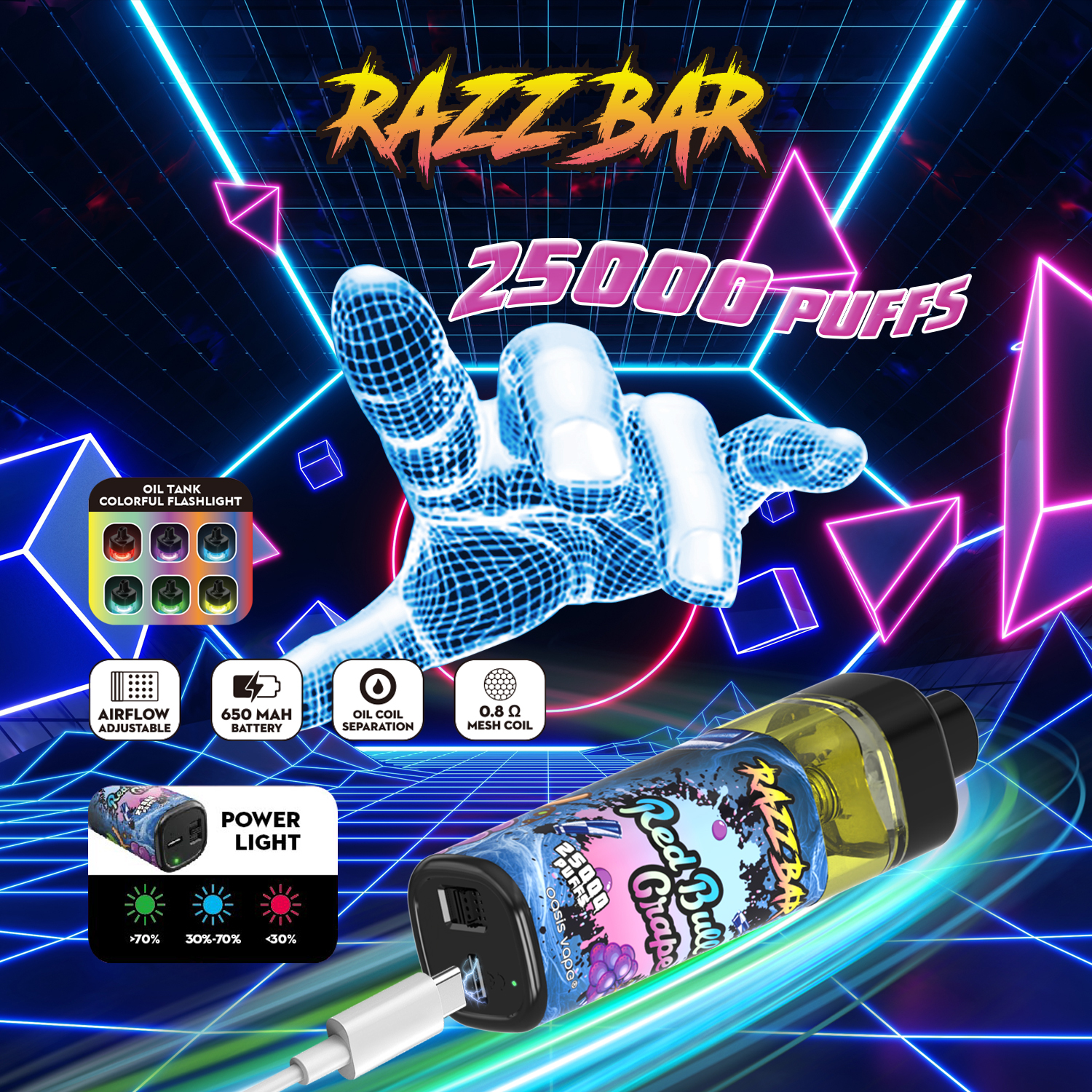 Razzbar 25K Puff Vaper Desechable E Cig Factory Video 25000 Puffs Razz Bars EU Warehouse Smoke Wape Disposable Vape 25K Puff Bar