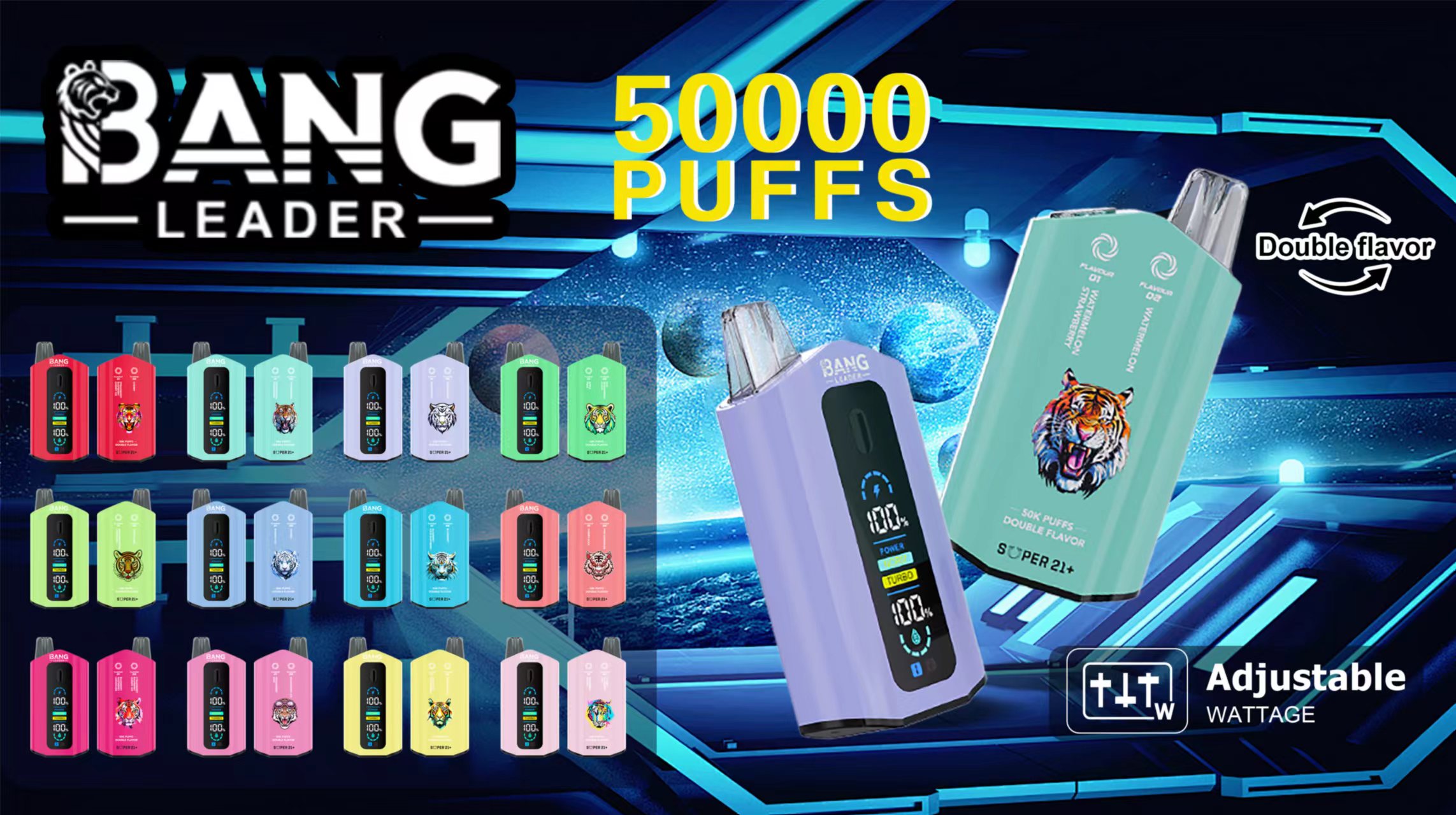 Bang Leader 50000 Puffs Dual Flavors Smart Screen Wholesale Vape Pen Bang 50K Puff Electronic Cigarette