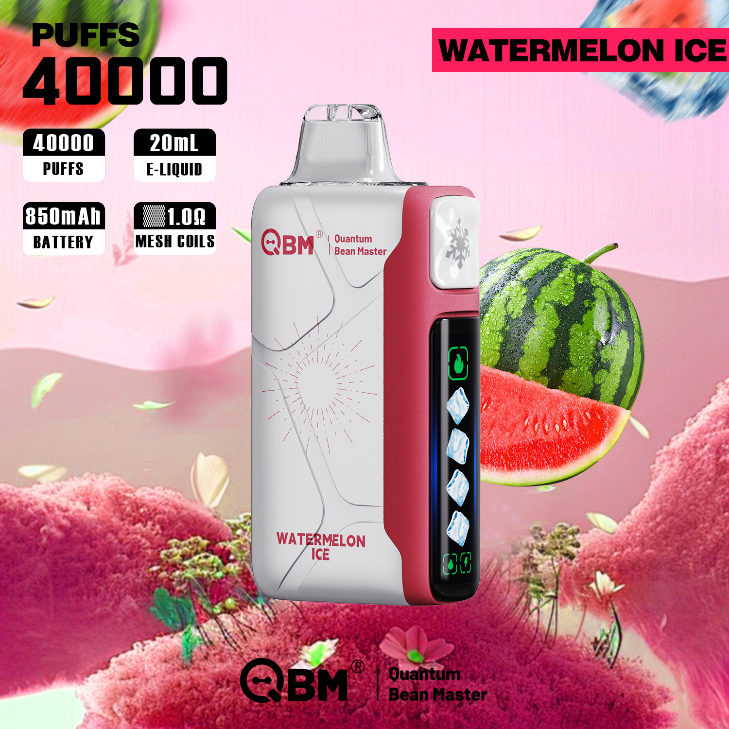 Qbm 40000 Puffs Disposable Electronic Cigarette Vape 40K 50K 60K Puffs Adjustable 5 Ice Levels and Ai