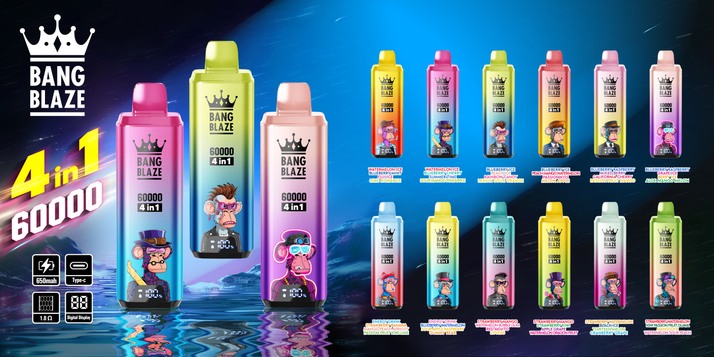 Bang 60000 Puffs 4in1 Flavors Vaper Electronic Cigarette 60K 50K Puff Vape Mini Hookah Bang King 30K 40K Puff Disposable Vape