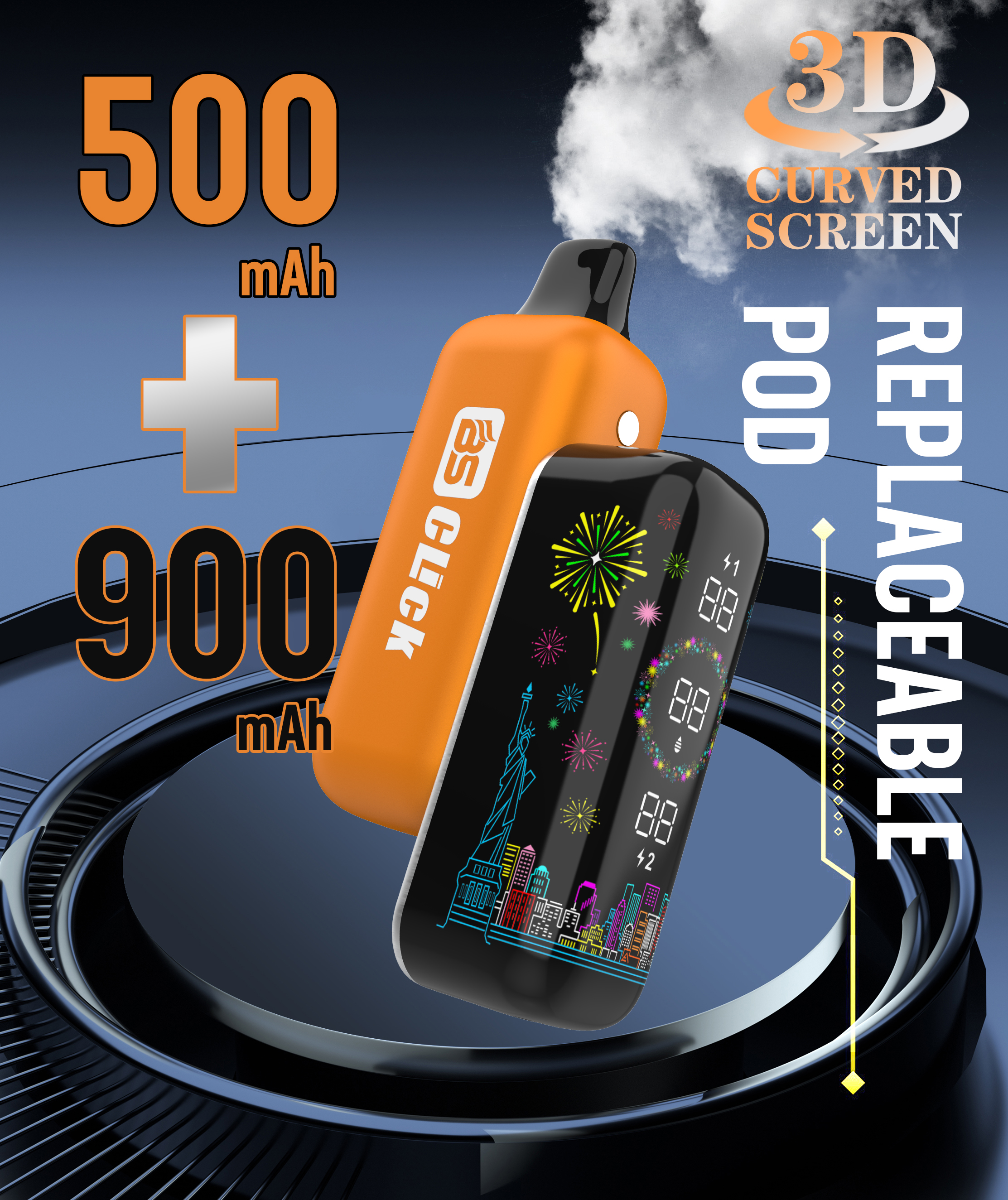 Breze Stiik BS Click Mesh Replacement Disposable Vape Pod with 20000 Puffs E-Cig Tank E-Cigarette Vape Pen 20K Vapor