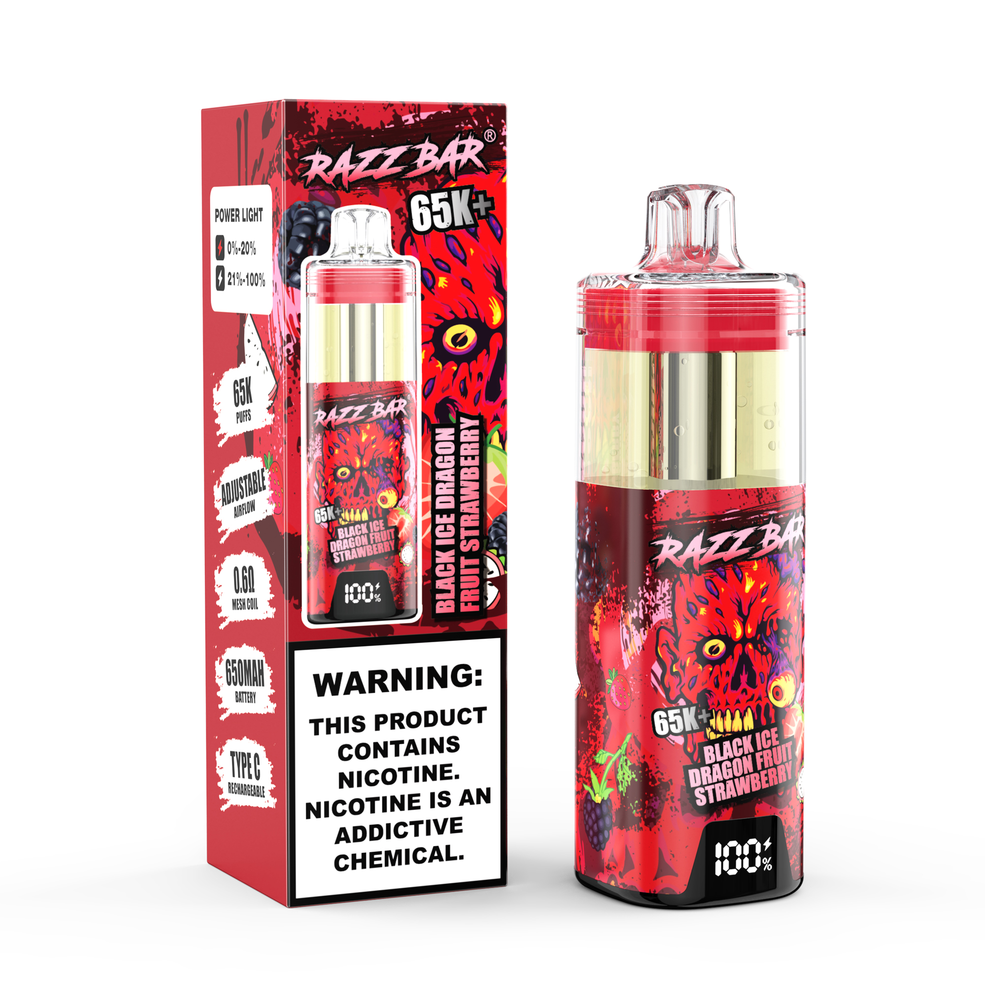 EU Wholesale Vape Pen E Cigarette Razz Bar 65k Puffs Vape Disposable E Cigarette Wape RazzBar Vaper