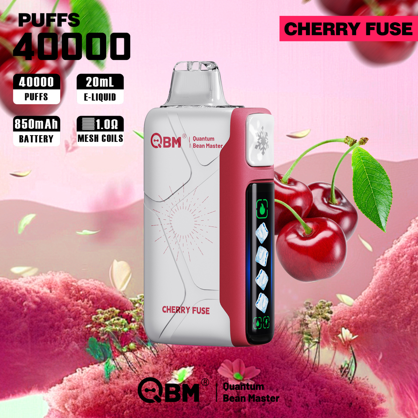 Qbm 40000 Puffs Disposable Electronic Cigarette Vape 40K 50K 60K Puffs Adjustable 5 Ice Levels and Ai