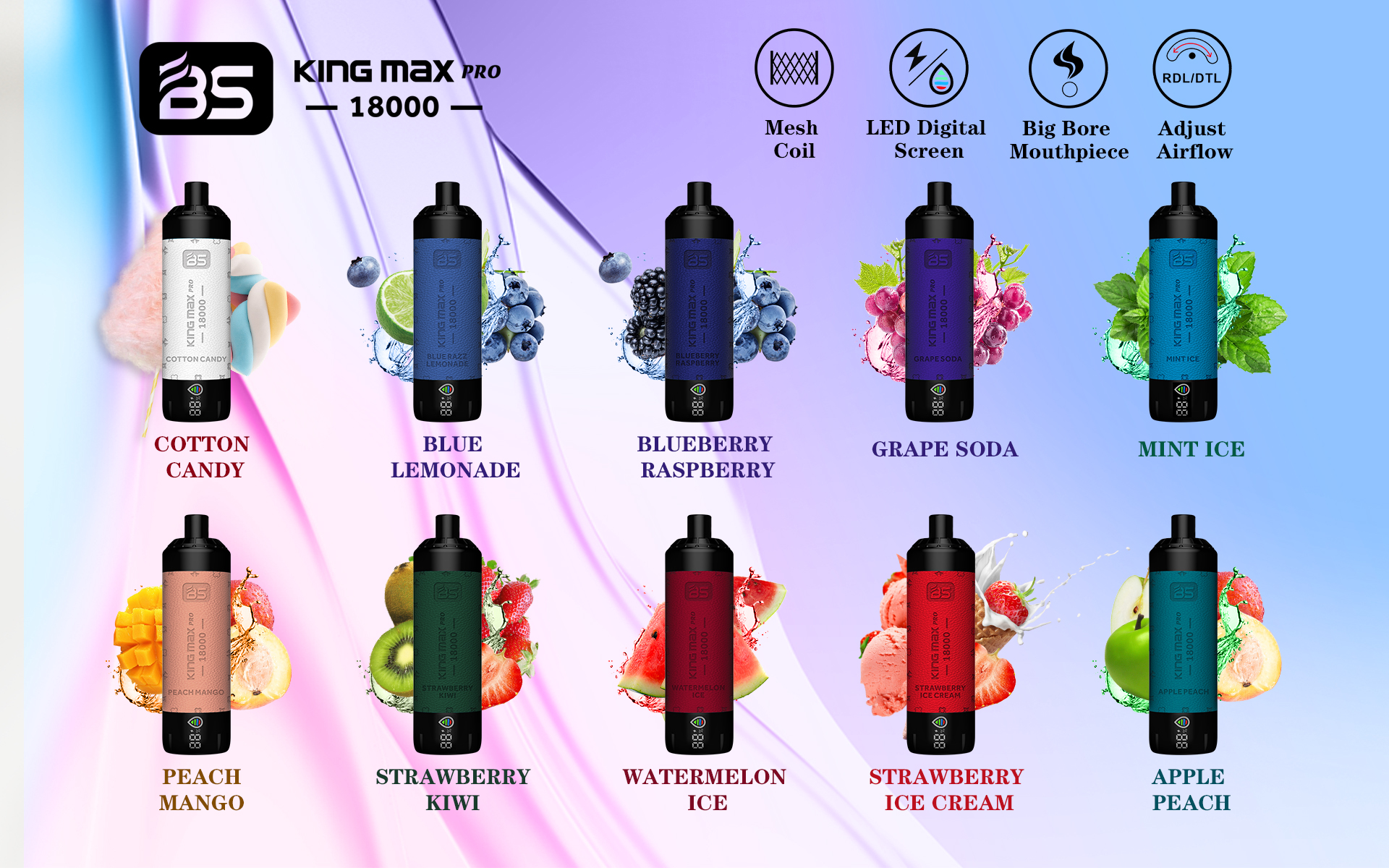 100% Original Breze Stiik King max Pro 18000 Puffs 1OK Pods 20ml Pods With Rechargeable 600mah Rechargable Battery18k Disposable Vape Pen Pod Ecigs-Ecloudvaping
